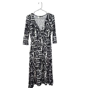 Paniz Vintage Women's Poly Stretch Geometric Print Wrap Midi Dress - 4